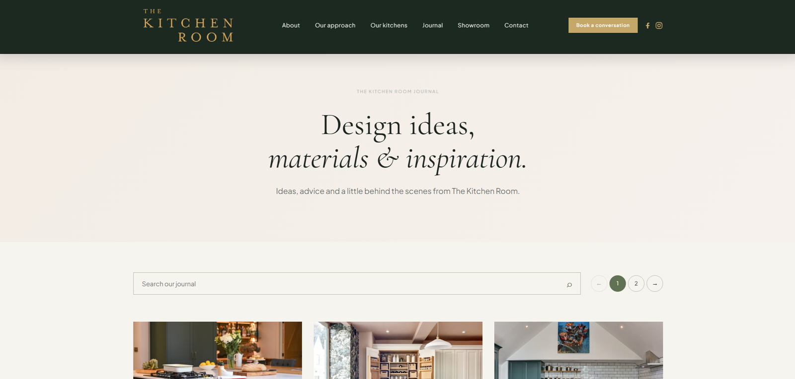 Journal section on The Kitchen Room website