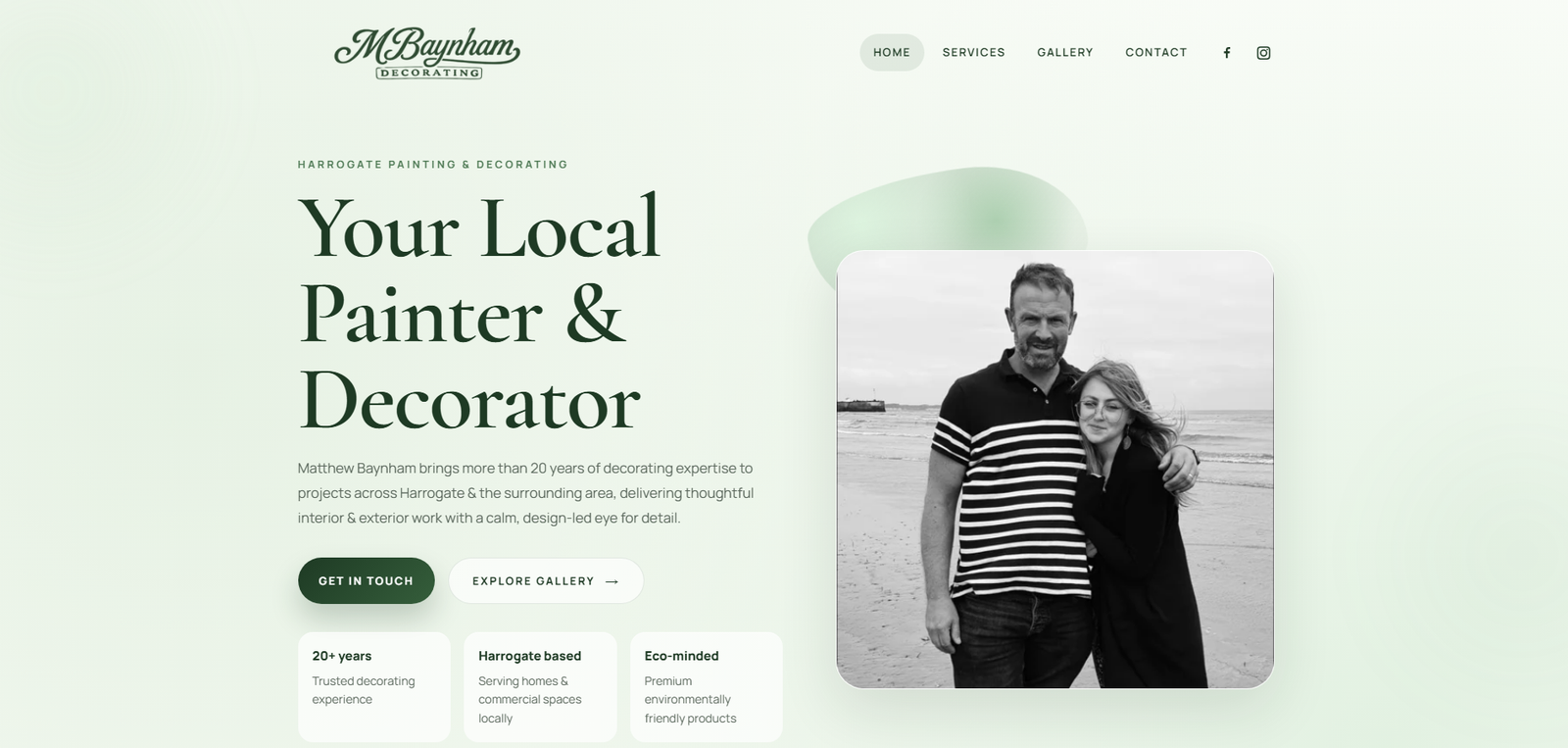Screenshot of the M Baynham Decorating website